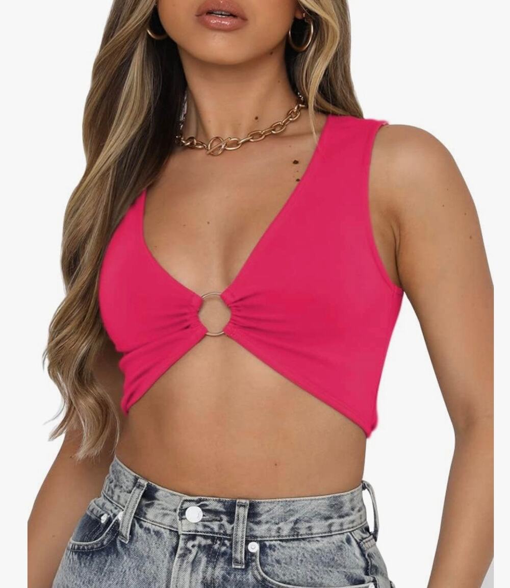 AEVZIV Sleeveless Deep V Neck Going Out Top
